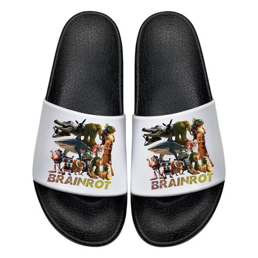 Foreign classics of mountains and seas new cartoon indoor boys summer soft-soled children's slippers non-slip boys home flip flops classics of mountains and seas collection 2-white 37.5 240mm one size too small