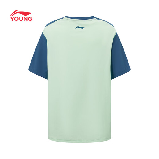 Li-Ning Children's Clothing Children's Short-Sleeved T-shirt for Boys and Girls Ice Comfort Moisture-wicking Sun Protection Vest Top YTSW025 Aqua/Pirate Blue-1 170