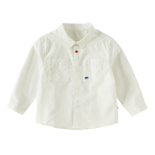 DAVE&BELLA children's shirt 2026 spring new college style boys' long-sleeved shirt cotton children's top boy baby clothes three-color stripes ready stock 100 cm (recommended height 90-100cm)