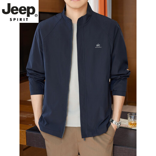 JEEP SPIRIT2026 new stand collar jacket men's spring and autumn thin high-end business casual middle-aged men's spring tops Navy L