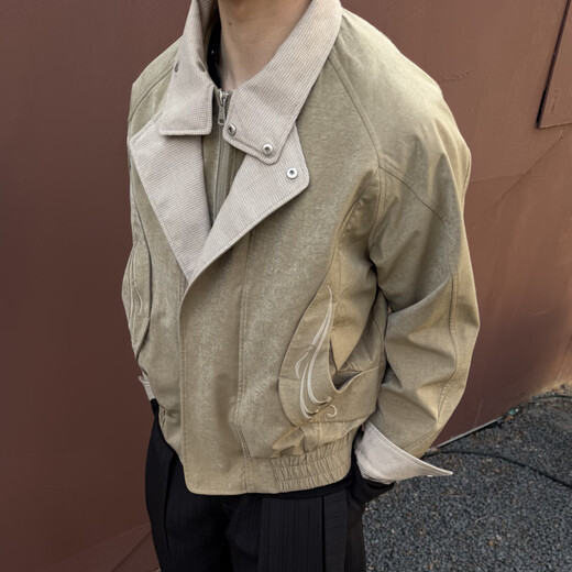 CATSSTAC fleeting houndstooth fake two-piece embroidered jacket black M