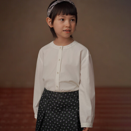 Haqi children's clothing children's spring clothing 2026 new tops simple high-grade cotton and linen Lyocell shirt girls white shirt girls white 110