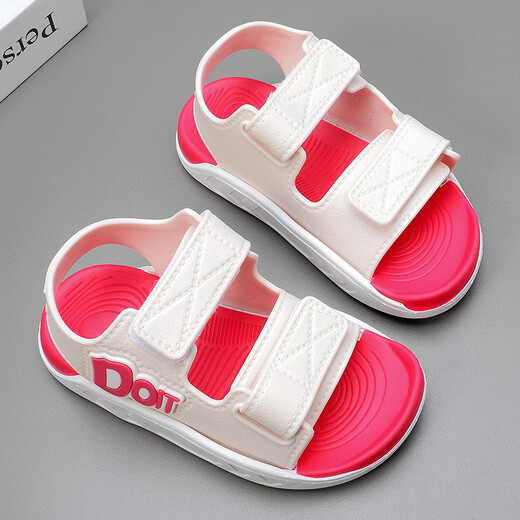 Children's and Girls' Sandals Internet Celebrities Sports, Leisure and Fashion Summer Boys and Baby Anti-Slip Korean Style Middle and Large Children's Beach Shoes Rose Red 33 Inner Length 20.5cm