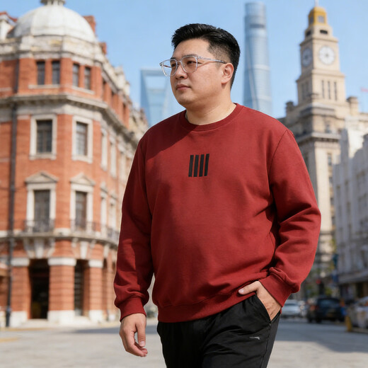 Playboy (PLAYBOY) Plus Size Men's Clothing 2026 Spring and Autumn New Style Sweaters Round Neck Loose Plus Size Plus Size Fat Men's Versatile Bottoming Shirt Beige 4XL Recommended 160-180 Jin Jin equals 0.5 kg