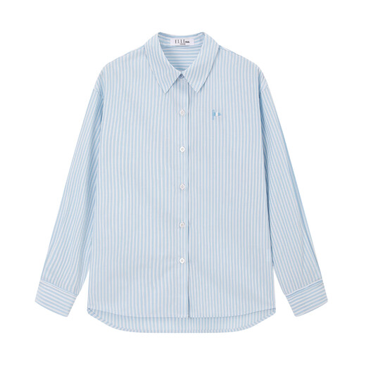 ELLE KIDS children's clothing blue and white striped long-sleeved shirt girls spring new French preppy style embroidered top blue and white stripes 165 (M)