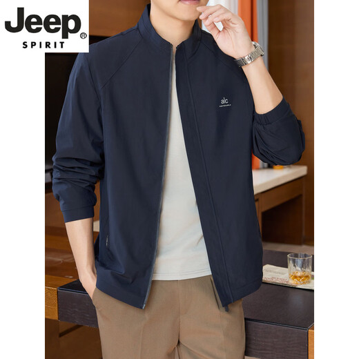 JEEP SPIRIT2026 new stand collar jacket men's spring and autumn thin high-end business casual middle-aged men's spring tops Navy L