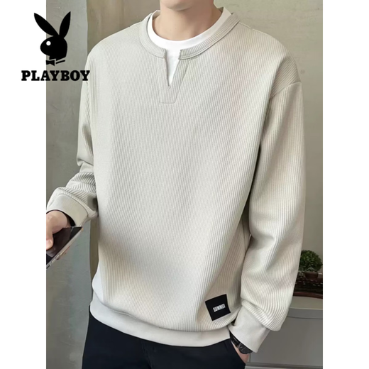 Playboy (PLAYBOY) Design gefälschtes zweiteiliges Herren-Sweatshirt mit Kapuze, langärmeliges T-Shirt, Frühling und Herbst, trendige Marke, lässig, vielseitige Herrenoberteile 56177 lila 2XL ca. 150-165Jin Jin entspricht 0,5 kg kann getragen werden