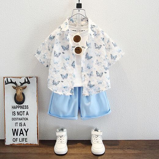 Ultraman Boys Summer Shirt Set 2025 New Children's Summer Clothes Thin Fashionable Short-Sleeved Shirts and Pants Two-piece Trendy Suit 90 cm