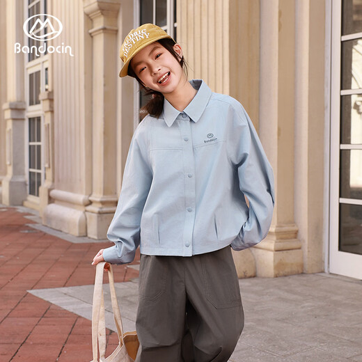 BANDOCIN Half-time Girls' Summer Shirt New Medium and Large Children's Outdoor Sunscreen Thin Top Cream Rice 170