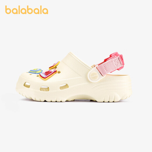 Balabala Children's Slippers Summer Boys' Indoor Breathable Crocs Shoes Baby Boys' Outdoor Beach Shoes Soft Soles Lightweight Milk White 33 Inner Length 21cm (210) Suitable for 33-foot Feet