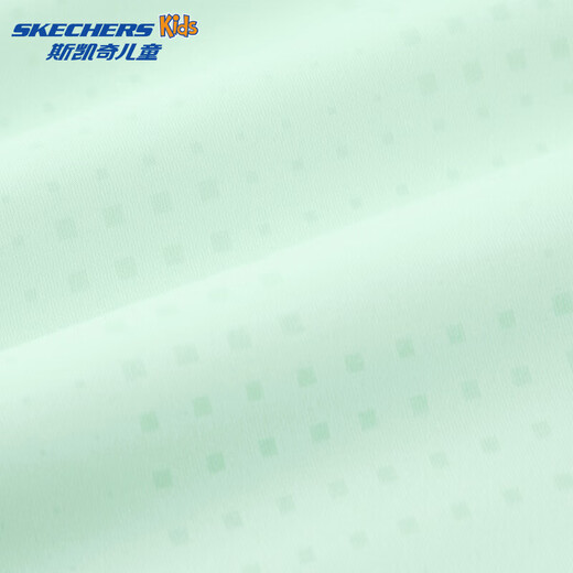 Skechers 2026 spring boys' comfortable sports and leisure knitted short-sleeved T-shirt P225B008 light plaid aqua white background gradient/059Z 120