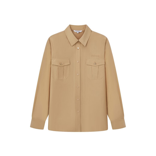 Teenie Weenie Bear Women's Shirt 26 Spring and Summer New Retro Fashion Loose and Comfortable Lapel Shirt Khaki S