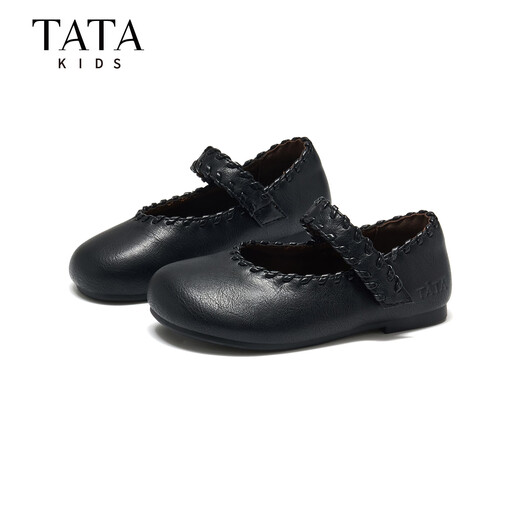 TATA Dream Series Girls Princess Shoes 2026 Spring New Black Small Leather Shoes Soft Sole British Style Performance Shoes TT6137 Black 27