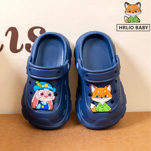 韵优利(yunyouli)儿童夏季拖鞋卡通室内包头男女童洞洞鞋疯狂动物城宝宝包头拖鞋 黑色(升级版) 28 29码 内长17.5cm约3.5/4岁