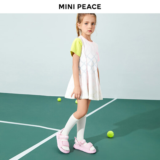 MiniPeace children's clothing sports style children's skirt summer girl's dress white 150cm