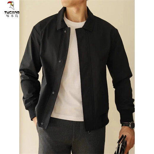 Woodpecker (TUCANO) Men's Italian Old Money Style Spring and Autumn Simple Windproof Jacket Men's Lapel New Harrington American Executive Jacket Dark Blue XL