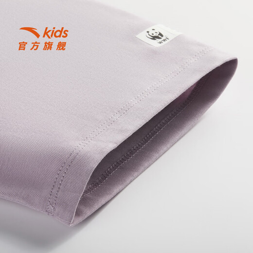 ANTA Children's T-shirt Girls' Wear 2026 Summer New Product Cotton Comfortable Color Block Printing Breathable Short T362626109 Pure White-1 150