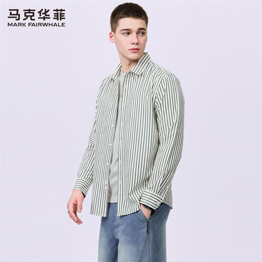 Mark Huafei striped woven lapel long-sleeved shirt men's 2026 spring new trendy handsome shirt jacket