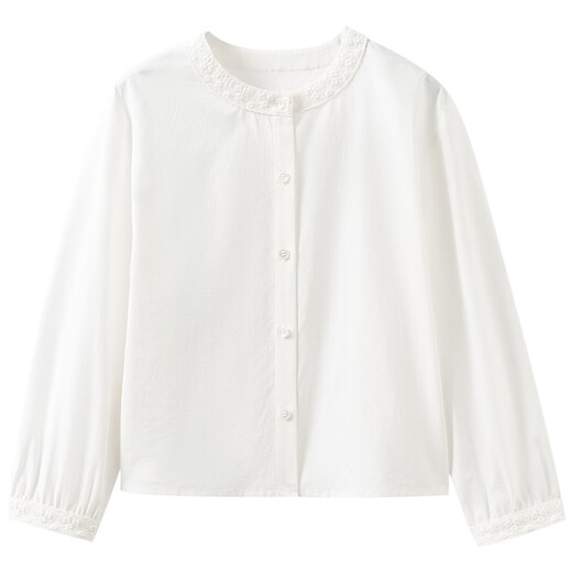 Haqi children's clothing children's spring clothing 2026 new tops simple high-grade cotton and linen Lyocell shirt girls white shirt girls white 110