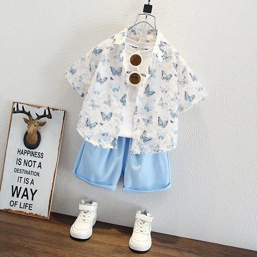 Ultraman Boys Summer Shirt Set 2025 New Children's Summer Clothes Thin Fashionable Short-Sleeved Shirts and Pants Two-piece Trendy Suit 90 cm