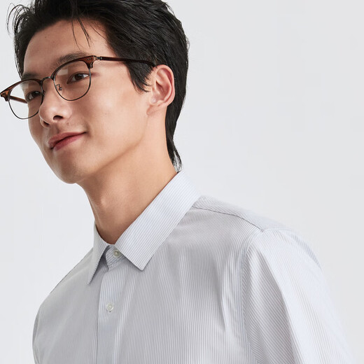 Jiumuwang shopping mall same style + containing mulberry silk men's short-sleeved shirt men's 26 spring and summer new elastic comfortable top JX slim version + high-rise gray + FS2621812 38 (165/84A)