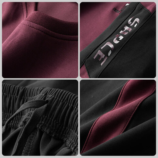 K-Boxing men's sports suit spring and autumn round neck pullover sweatshirt morning running pure cotton new loose running long-sleeved casual wear red XL (recommended 120-140 Jin Jin equals 0.5 kg)