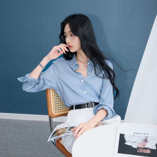 Tricolor 100 Linen 2026 Spring New Solid Color Shirt Long Sleeve Lapel Loose Shirt Minimalist Style Z