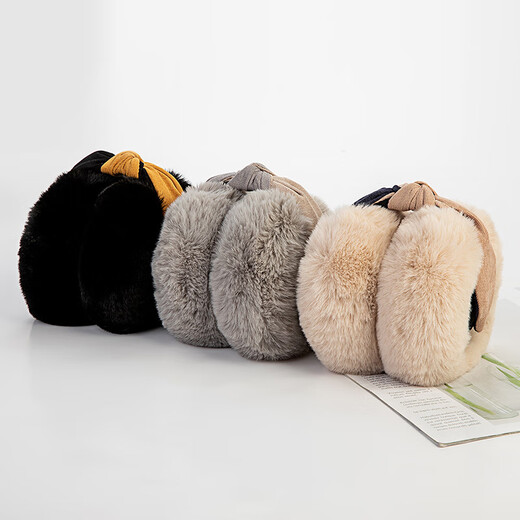 Beaux cache-oreilles de rue pour femmes, nouveau style coréen, cerceau de cheveux bicolore pliable, anti-paresseux, imitation fourrure de lapin, cache-oreilles chauds, cache-oreilles d'hiver, mode pour femmes, couleur abricot