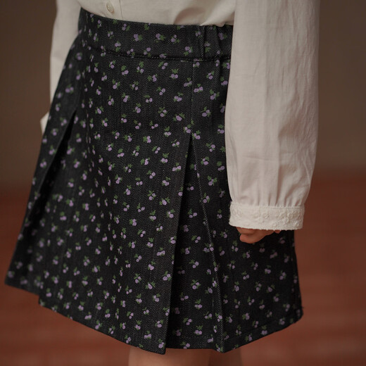 Haqi Children's Clothing 2026 Spring and Autumn Children's Pleated Skirt Retro Floral Twill Denim Skirt Girls A-Line Skirt Girls Floral 150