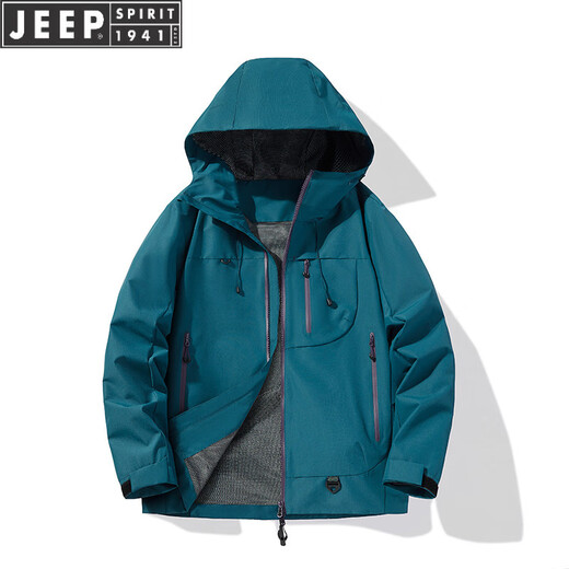 JEEP SPIRIT Jacket Men's and Women's Spring and Autumn Couple's Outdoor Sports Top Windproof Waterproof Hooded Warm and Versatile Xuanwu Black 25636 Same Style for Men and Women XS Recommended 90-105Jin Jin is equal to 0.5kg