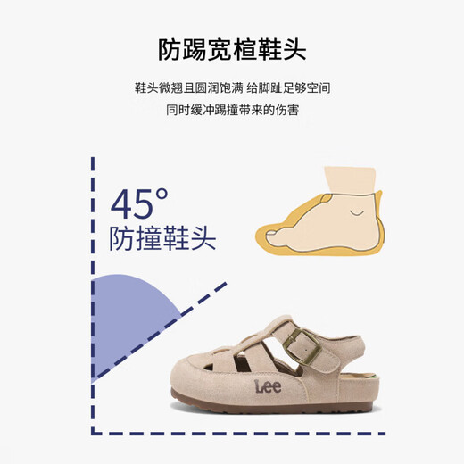 Lee Sandals Retro Style Spring New Boys and Girls Roman Baotou Sandals Medium and Large Children's Soft Soled Birkenstock Shoes Sand Color 36 Recommended Foot Length 214mm