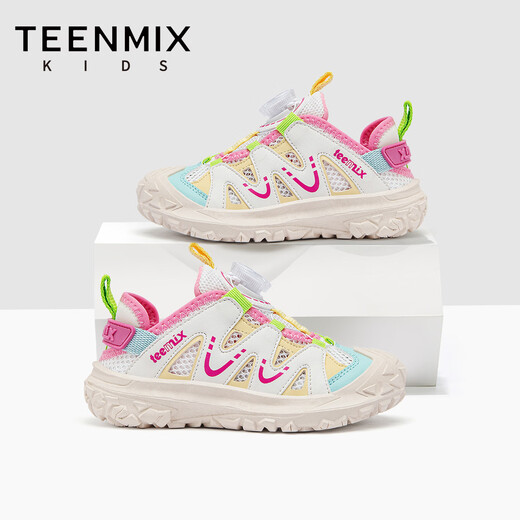 Tianmeiyi Children's Shoes Girls' Shoes 2026 New Summer Breathable Mesh Shoes Soft Sole Comfortable Breathable Children's Sports Shoes Peach Pink 31
