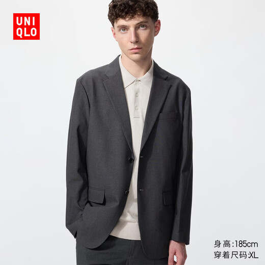 Uniqlo men's quick-drying stretch lightweight jacket jacket suit machine washable 26 spring and summer new 482223 482223/08 dark gray M