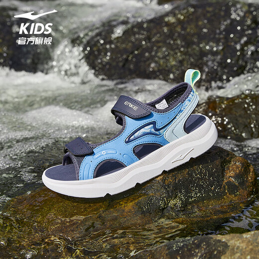 Hongxing Erke Children's Sandals for Boys and Girls Summer 26 New Breathable Sandals Soft Sole Medium and Big Children's Beach Shoes | Fog Tide 2 Fantasy Blue/Cosmic Blue 604 33