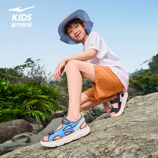 Hongxing Erke Children's Sandals for Boys and Girls Summer 26 New Breathable Sandals Soft Sole Medium and Big Children's Beach Shoes | Fog Tide 2 Fantasy Blue/Cosmic Blue 604 33