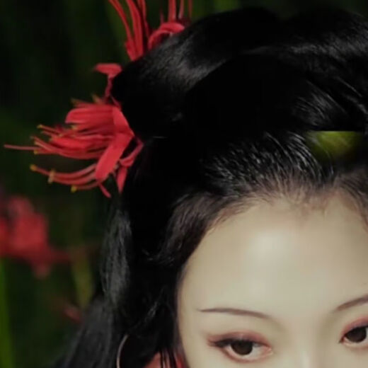 Handmade red Bianhua Manzhu Shahua hairpin with super fairy three-dimensional flowers retro hairpin headwear ancient style Hanfu Red Bianhua hairpin length 15cm