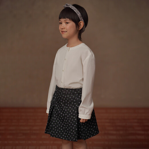 Haqi children's clothing children's spring clothing 2026 new tops simple high-grade cotton and linen Lyocell shirt girls white shirt girls white 110