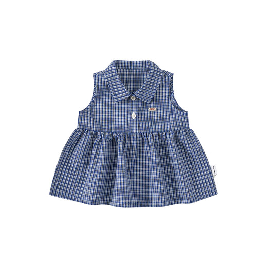 INSBOBO girls' shirt summer new style 2026 girl's plaid shirt children's fashionable and good-looking top summer dress blue plaid 90