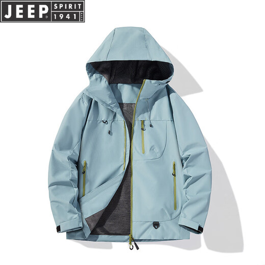 JEEP SPIRIT Jacket Men's and Women's Spring and Autumn Couple's Outdoor Sports Top Windproof Waterproof Hooded Warm and Versatile Xuanwu Black 25636 Same Style for Men and Women XS Recommended 90-105Jin Jin is equal to 0.5kg