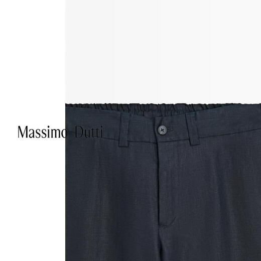 Massimo Dutti spring and summer new product 2026 men's urban simple commuting pure linen trousers 02855440 dark blue S (175/80A) (waist 75cm)