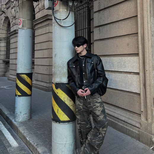 LISM2026 new handsome trendy men's autumn pu leather jacket jacket fashion versatile short motorcycle suit Korean version black XL