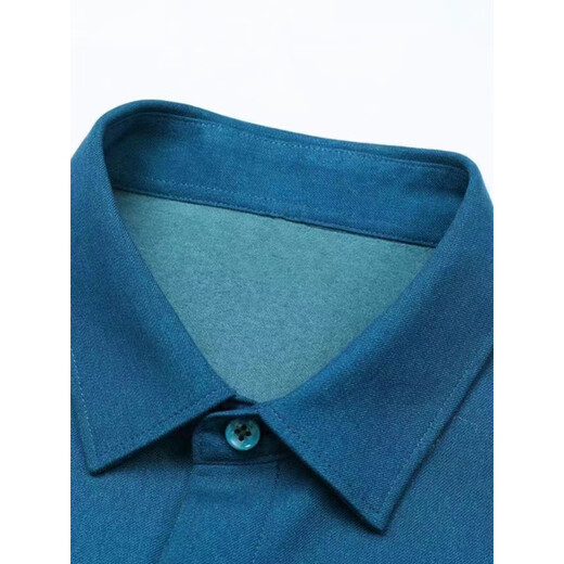 K-Boxing Men's Long Sleeve Shirt 23 Winter New Solid Color Slim Business Casual Plus Velvet Thickened Warm Shirt Gray S (100-115 Jin Jin equals 0.5 kg)