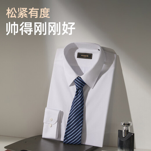 Youngor 200-count TNDP no-iron 26 autumn new high-end cotton long-sleeved shirt original white 40