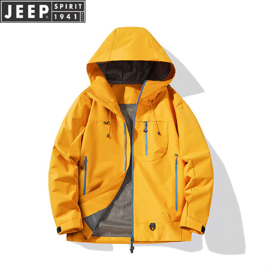 JEEP SPIRIT Jacket Men's and Women's Spring and Autumn Couple's Outdoor Sports Top Windproof Waterproof Hooded Warm and Versatile Xuanwu Black 25636 Same Style for Men and Women XS Recommended 90-105Jin Jin is equal to 0.5kg