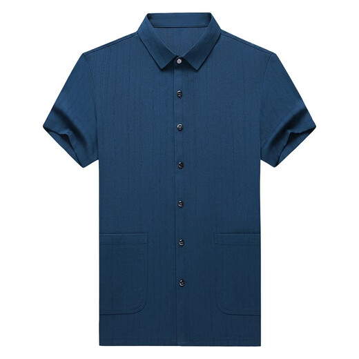 LILANZ summer short-sleeved shirt men's loose thin linen half-sleeved middle-aged and elderly dad's cotton and linen shirt pocket jacket gray thin k371 4XL (190) 130 recommended 185-200 Jin Jin equals 0.5 kg