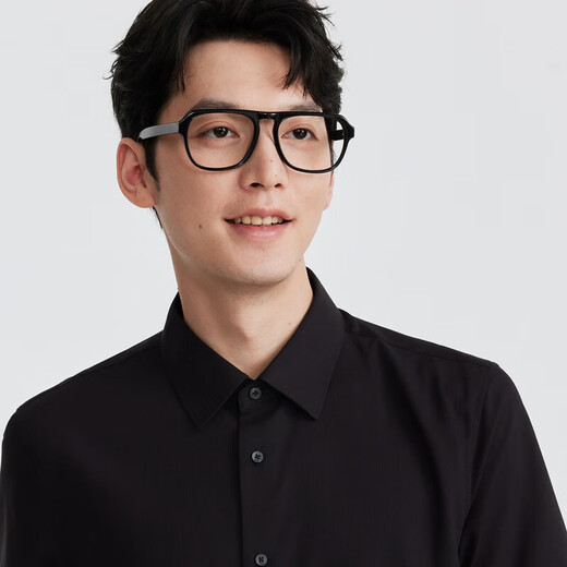 Jiumuwang Shopping Mall Same Style Shirt Men's 26 Spring and Summer New Refreshing and Cool Classic Versatile Top Slim Version + Jet Black + FS2620922 38 (165/84A)