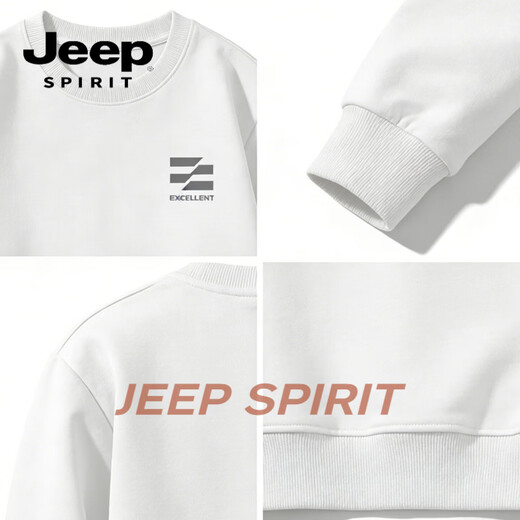 JEEP SPIRIT crew neck sweatshirt men's loose trendy casual bottoming shirt men's 2026 spring long-sleeved T-shirt top black 3XL 190-220Jin Jin equals 0.5 kg