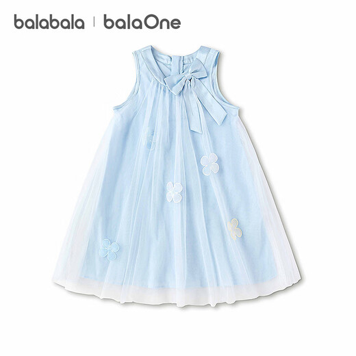 BALABALA Girls Skirt Children's Dress 2026 New Summer Sleeveless Vest Skirt Mesh Sweet Princess Blue Tone 00388 90