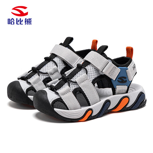 HOBIBEAR children's shoes summer boys outdoor hollow toe sports sandals lightweight girls beach shoes 621310 gray black 36