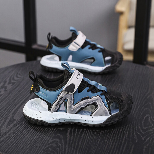 ABC KIDS Children's Shoes 2026 Spring New Baotou Sandals Sports Beach Shoes Hollow Casual Shoes Black Blue 30